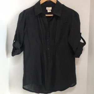 Black button down shirt.